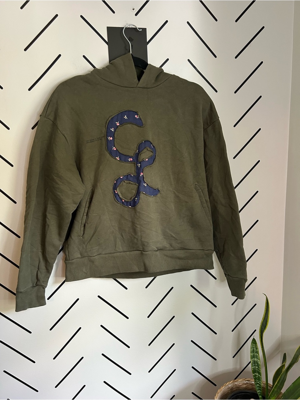 Pangaia green heavy weight floral hoodie oversized